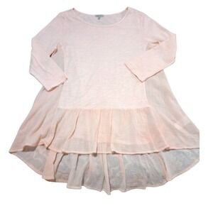 Mododoc Gauzy Lightweight Women's size Medium Hi-low Ruffle Preppy Casual Tunic